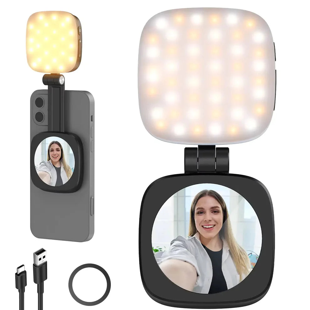 Mini Ring Light LED Magnétique avec Miroir HD