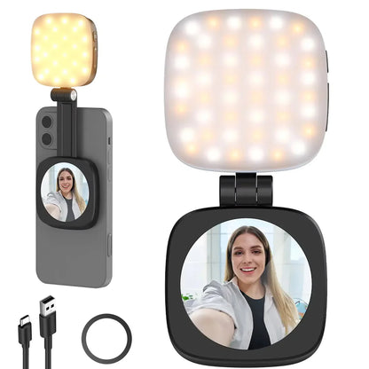 Mini Ring Light LED Magnétique avec Miroir HD